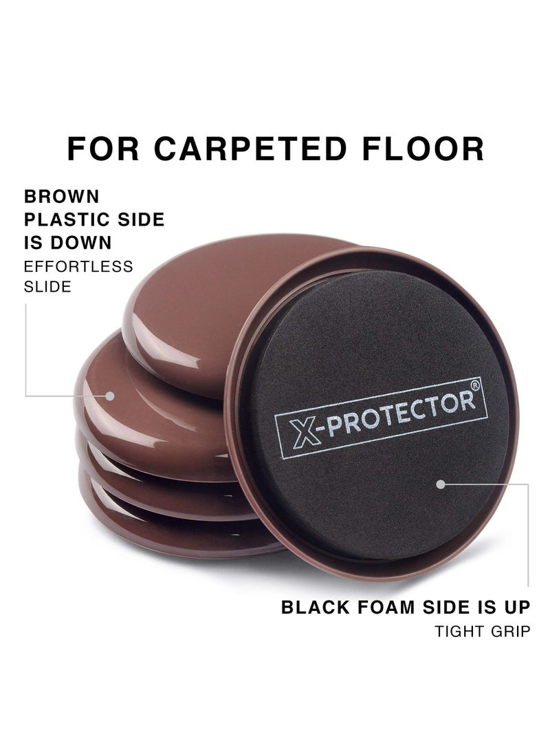 X-Protector Furniture Sliders for Carpet X-PROTECTOR - 8 PCS Best Heavy Moving Pads 3 1/2" - Sliders for Furniture. Move Your Furniture Easy with Reusable Furniture Movers Sliders for Carpets!  - Image 4