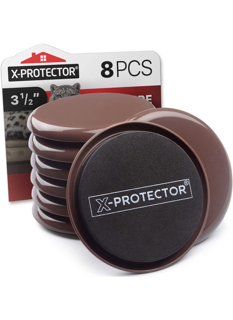 X-Protector Furniture Sliders for Carpet X-PROTECTOR - 8 PCS Best Heavy Moving Pads 3 1/2" - Sliders for Furniture. Move Your Furniture Easy with Reusable Furniture Movers Sliders for Carpets!  - Image 1