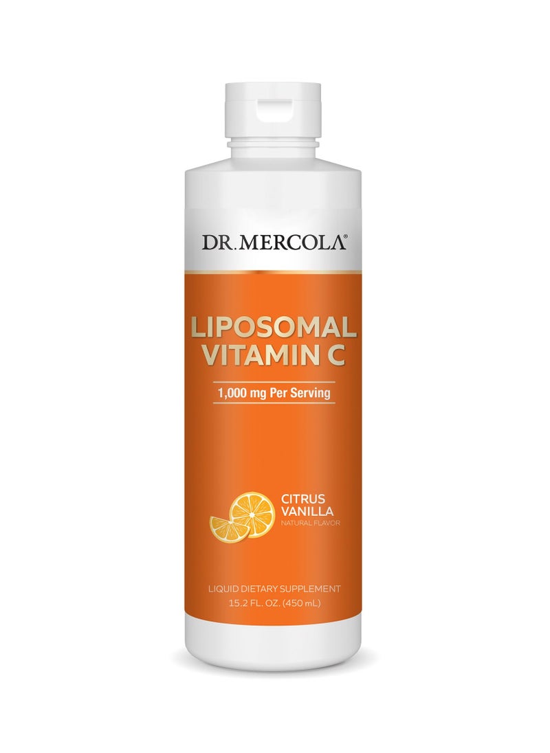Dr. Mercola Liposomal vitamin c 1,000 mg per serving citrus vanilla natural flavor liquid dietary supplement 15.2 fl. oz. (450 ml)  - Image 1