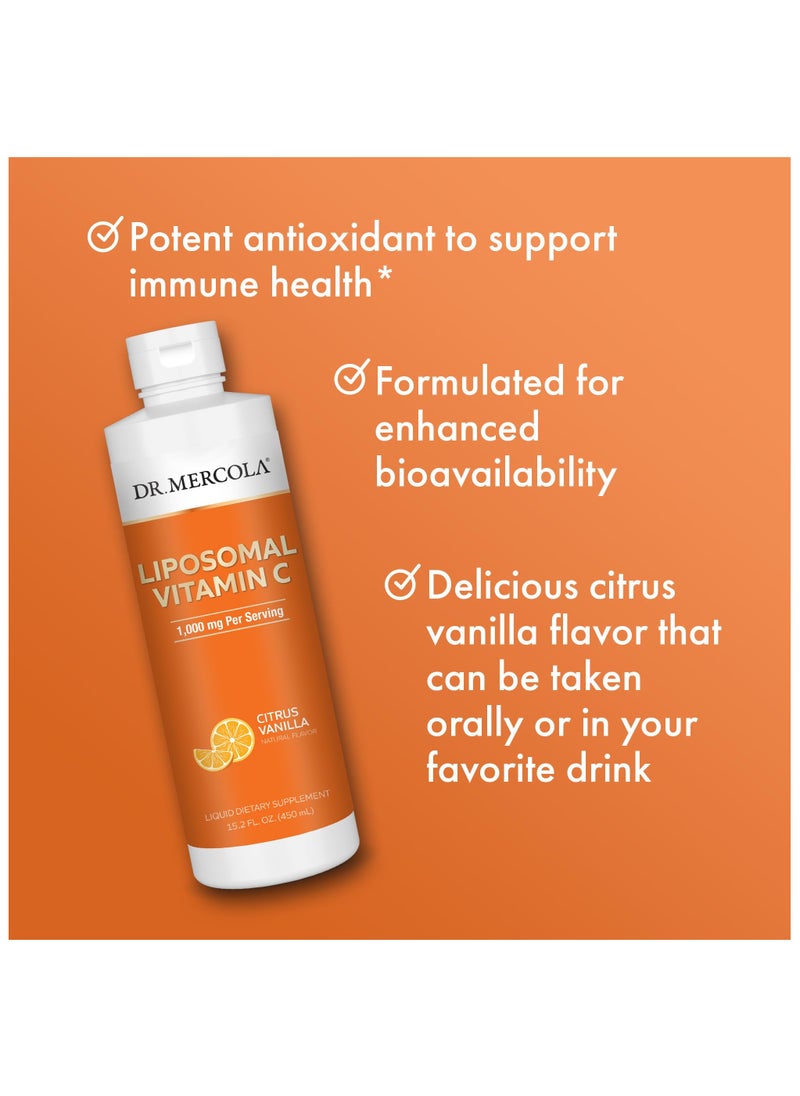 Dr. Mercola Liposomal vitamin c 1,000 mg per serving citrus vanilla natural flavor liquid dietary supplement 15.2 fl. oz. (450 ml)  - Image 4