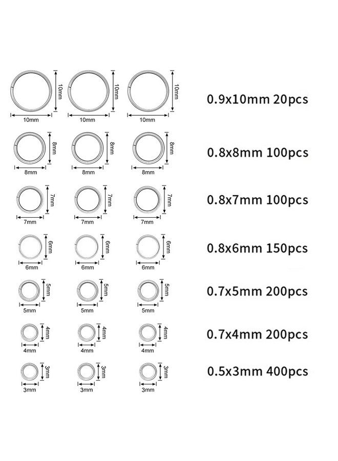 DANNEASY 1070Pcs Nail Art Dangle Charm Piercing Tool Hand Drill Nail Piercing Charms Jump Rings Connectors Nail Accessories Jump Ring For Jewelry Craft Making Nail Art Supplies(Silver)  - Image 3
