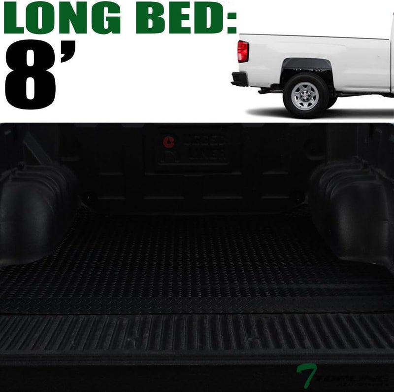 TLAPS 7422440022085 Compatible with 2007-2018 Chevy Silverado/GMC Sierra 8 Feet (96") Long Bed Black Rubber Diamond Plate Truck Bed Mat - Image 2