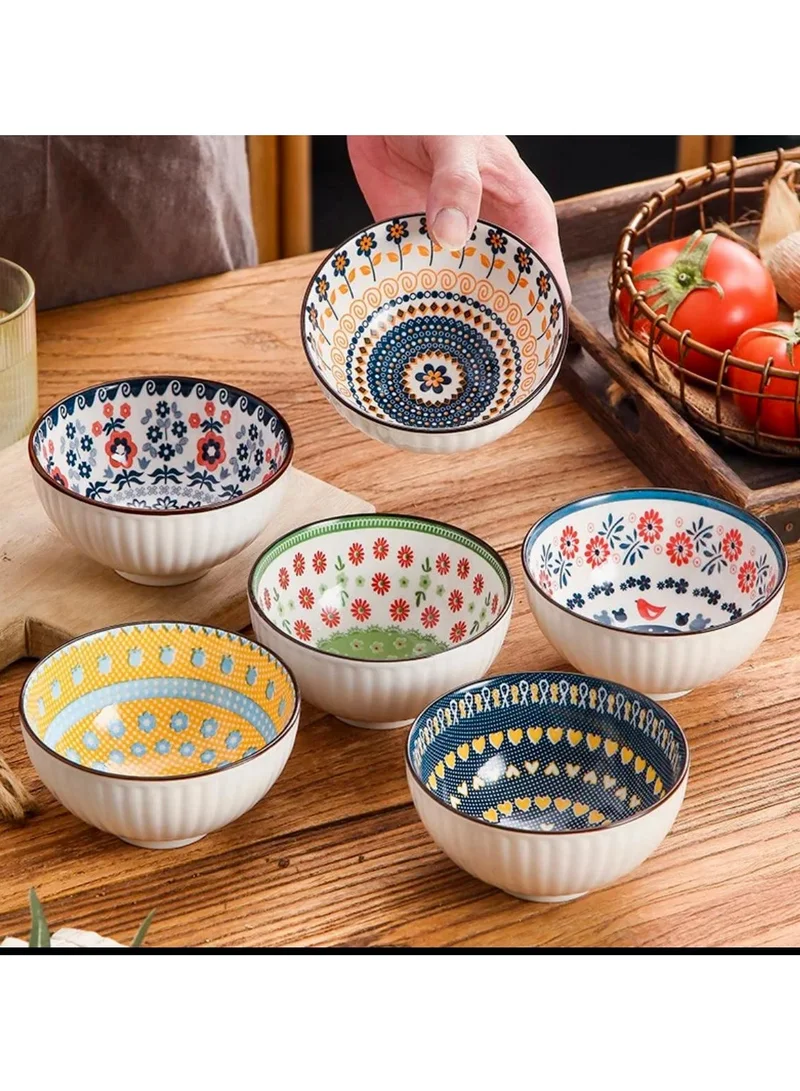 QUESERA Quesera  Ceramic Cereal Bowls Salad,Soup,Rice Bowl Set,multicolor (4.5 inch)