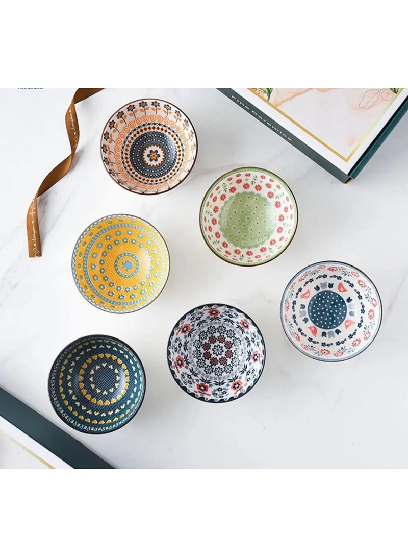 QUESERA Quesera  Ceramic Cereal Bowls Salad,Soup,Rice Bowl Set,multicolor (4.5 inch)