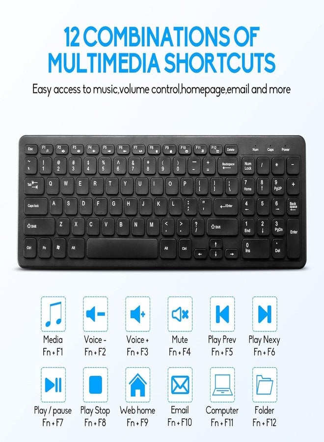 Guiheng Wireless Keyboard and Mouse Combo, Computer Accessories, Compact Quiet Wireless Keyboard and Mouse Set 2.4G Ultra-Thin Sleek Design for Windows, Desktop, PC, Notebook, Laptop (Black01) - Image 4