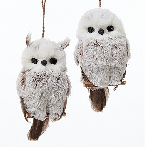 Kurt S. Adler Kurt Adler 1 Set 2 Assorted Brown And White Owl Ornaments,white, grey - Image 1