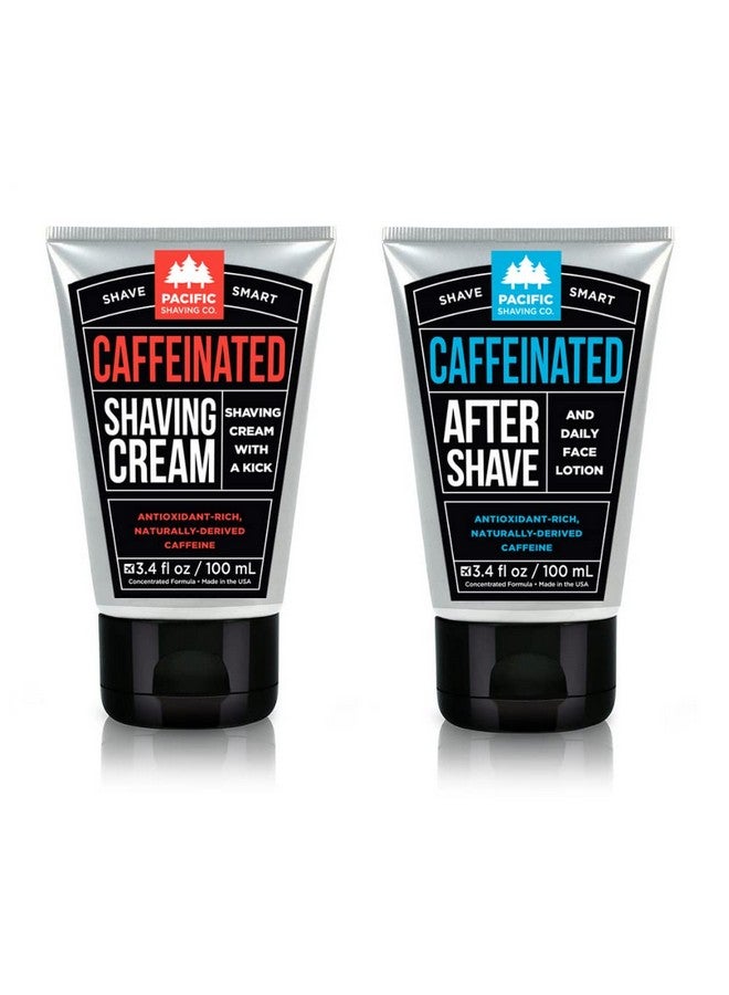 pacific shaving company Acific Shaving Company Caffeinated Shaving Cream & Aftershave Set Shave Kit For Men Antioxidant + Caffeine Enriched Shave Cream + Aftershave Lotion (3.4 Oz 2 Pack) - Image 1