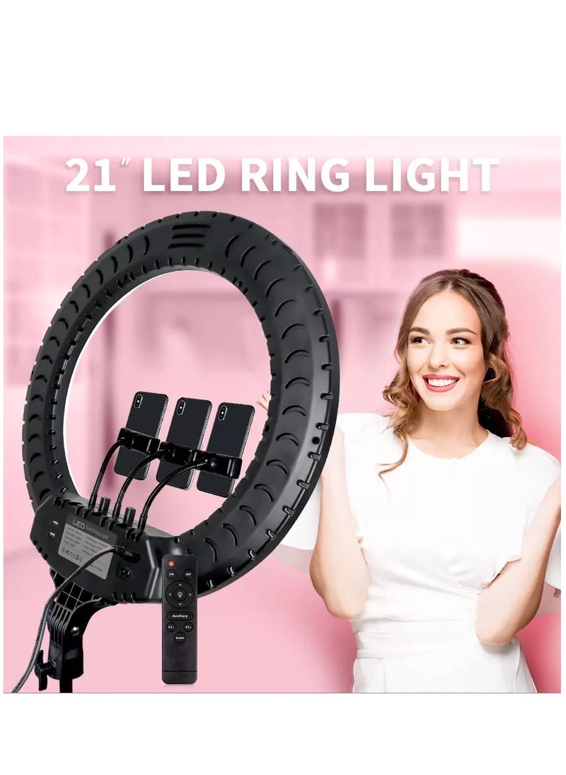 Generic - Ring Light With Photography tripod Stand And Remote Control for tiktok snapchat youtube online streaming 21-inch Big Selfie light RL-21 with Remote Black - Image 1