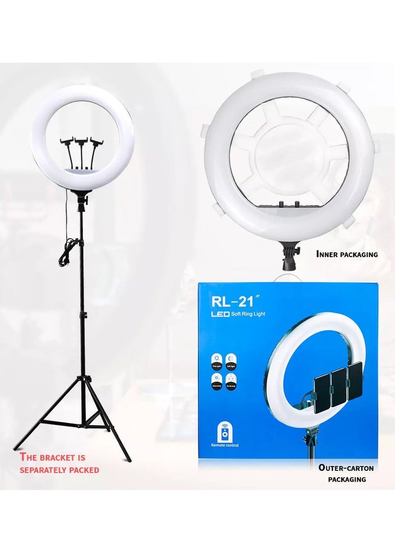 Generic - Ring Light With Photography tripod Stand And Remote Control for tiktok snapchat youtube online streaming 21-inch Big Selfie light RL-21 with Remote Black - Image 1