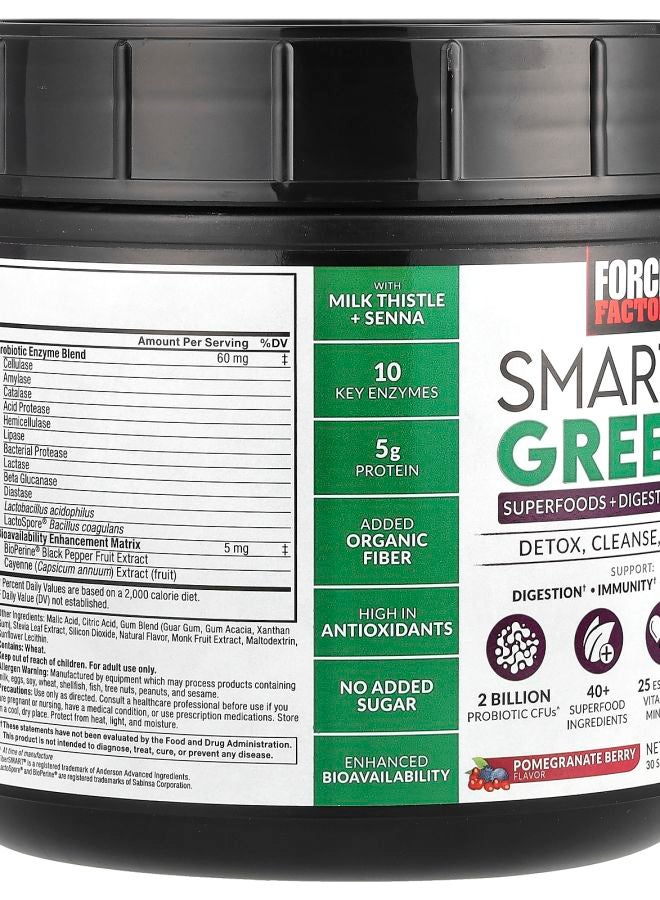 Force Factor Smarter Greens® Superfoods + Digestion Powder Pomegranate Berry 16.8 oz (477 g) - Image 2