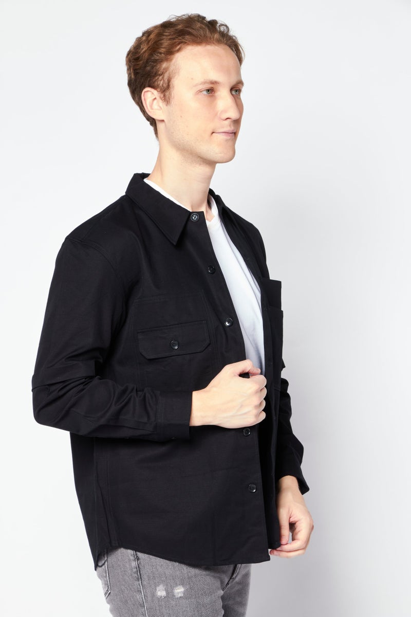 SELECTED قميص كاجوال طويل الأكمام للرجال من سيلكتد هوم، عادي، أسود - Image 2