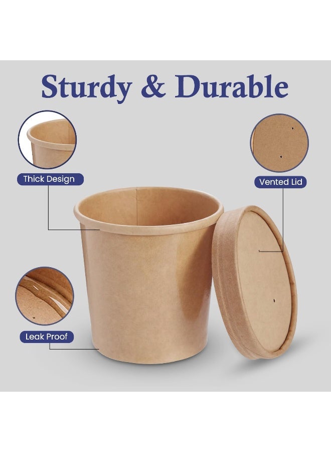 إس إن إتش باكينج **أوعية شوربة SNH باكِنغ صديقة للبيئة، مصنوعة من الكرافت بسعة 16 أونصة، أكواب طعام ورقية للاستخدام مرة واحدة. مثالية للمطاعم وطلبات التوصيل والوجبات الجاهزة – تحتوي العبوة على 10 قطع.** - Image 3