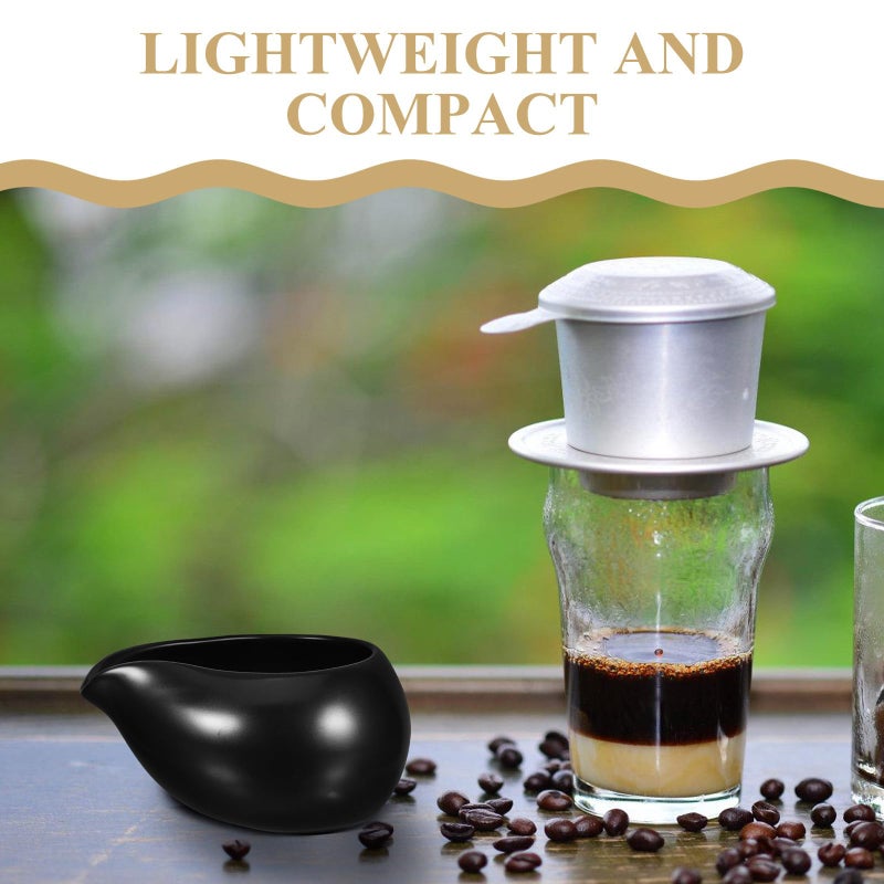 3Pcs Ceramic Milk Creamer Set With Black Spout Spoon Coffee Syrup Dispenser - Image 4