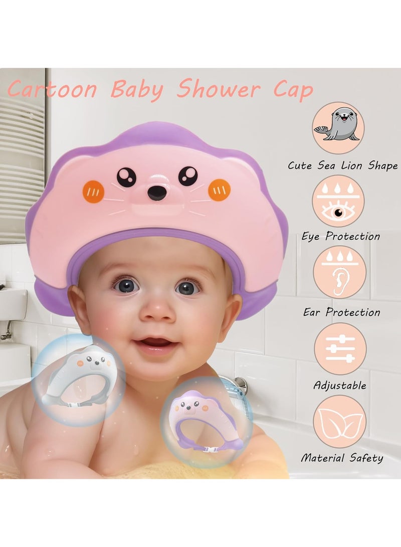 Baby Shower Cap, Baby Shower Cap Shield, Shower Cap for Kids, Visor Hat for Eye and Ear Protection for 0-9 Years Old Children, Cute Sea Lion shape Makes the Baby Bath More Fun (pink)  - Image 5