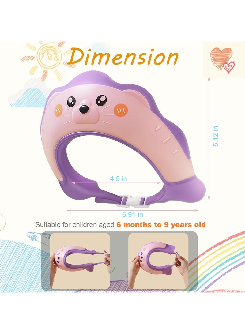 Baby Shower Cap, Baby Shower Cap Shield, Shower Cap for Kids, Visor Hat for Eye and Ear Protection for 0-9 Years Old Children, Cute Sea Lion shape Makes the Baby Bath More Fun (pink)  - Image 3