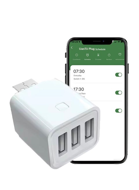 محول ذكي تویا مع واي فاي ومنفذ USB وقابس ذكي مع جدولة توقيت، متوافق مع تطبيق Smart Life وأليكسا وجوجل هوم، 3 مقبس (3 Gang).