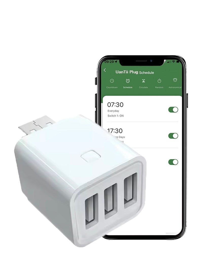 UanTii Smart Adapter Tuya Wifi USB Adapter Timing Schedule Smart Plug,Works with Smart Life App,Woks with Alexa and Google Home;3gang  - Image 1