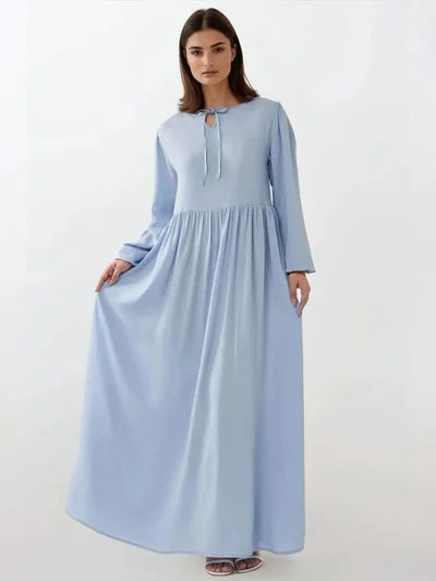 HICCUP Maxi Dress with A-Form Fit and Crew Neck