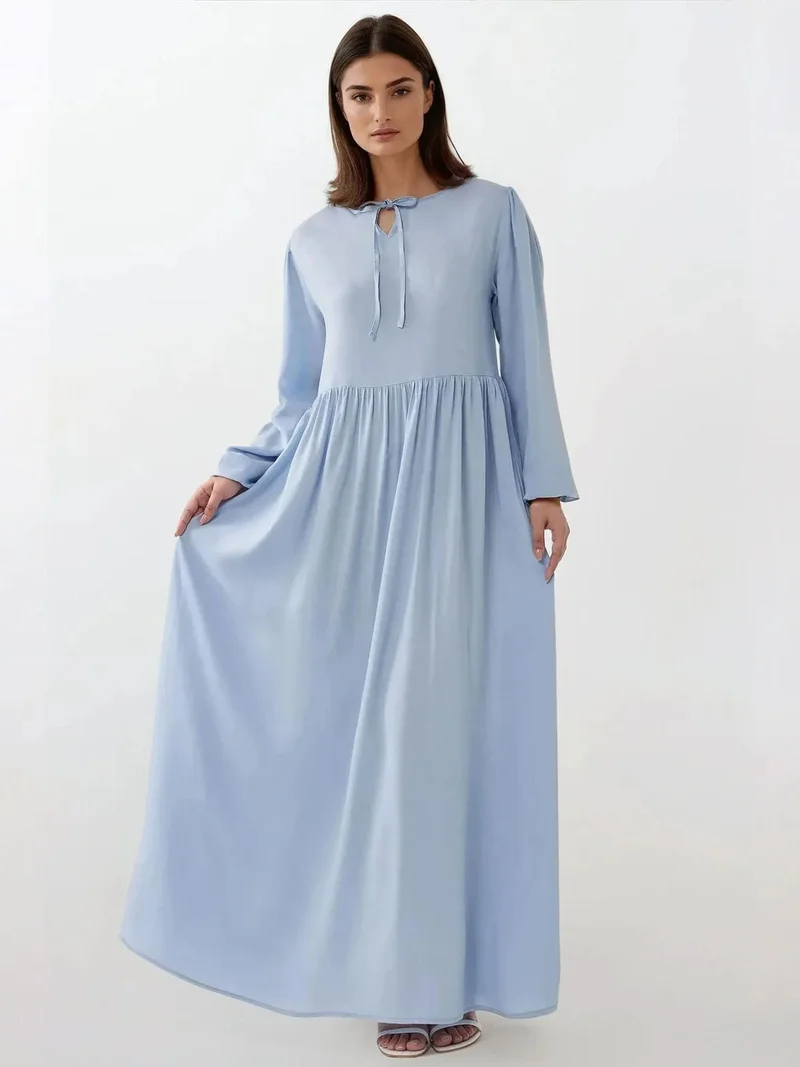 زوبعة فستان ماكسي بقصة حرف  ورقبة دائرية