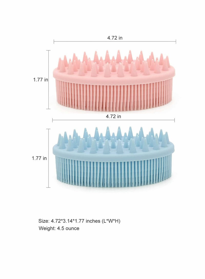 2Pcs Silicone Bath & Shampoo Brush Set - Exfoliating Body Scrubber & Scalp Massager for Shower, Easy to Clean, Wet/Dry Use - Image 3