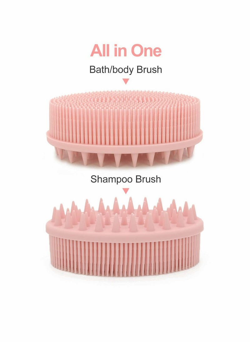 2Pcs Silicone Bath & Shampoo Brush Set - Exfoliating Body Scrubber & Scalp Massager for Shower, Easy to Clean, Wet/Dry Use - Image 2