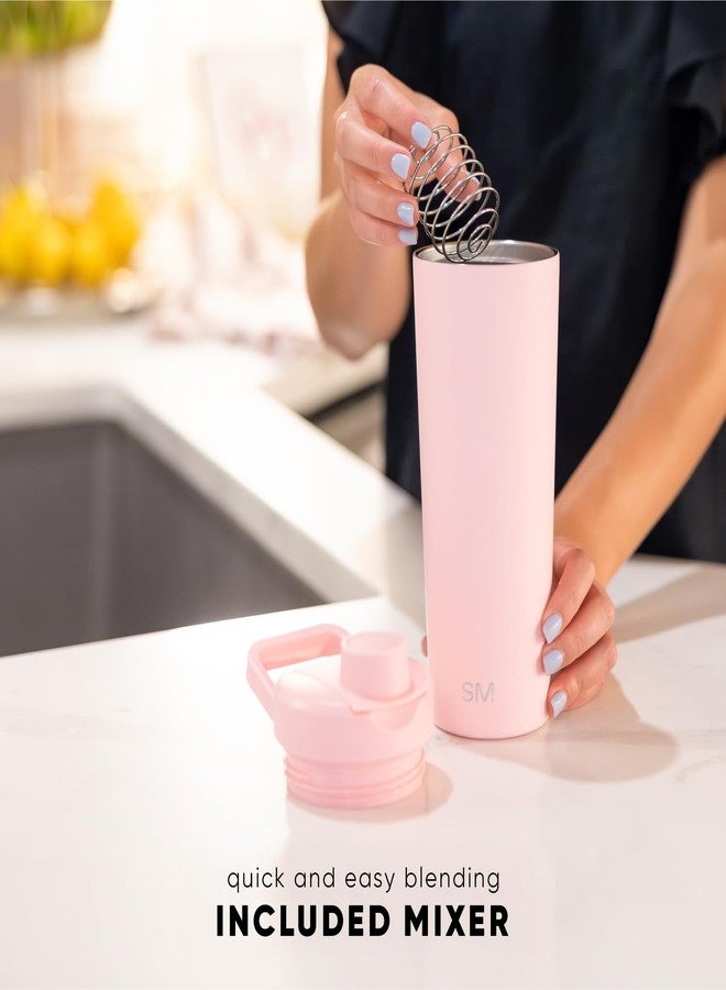 Simple Modern Stainless Steel Shaker Bottle with Ball 24oz | Metal Insulated Cup for Protein Mixes, Shakes and Pre Workout | Rally Collection | Blush - Image 4