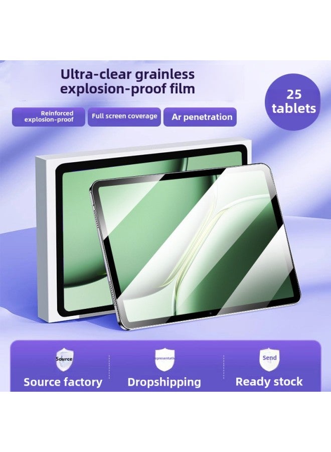 Suitable For One Plus Flat Pro Tempered Film Protective Film For Pad Drop-Resistant Full Coverage 12.1 Super Clear Anti-Fingerprint Blue Light-Colour: Ultra-clear Version 25 Pieces_no Packaging-Size:Applicable To Oneplus Tablet Pro (12.1inch )  - Image 1