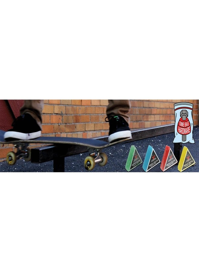 Dime Bag Hardware Triple Slick Scented Skateboard Curb Wax - Pocket Size Multi Color 4-Pack for Skaters On The Go - Use on Curbs, Ledges and Rails at the Skate Park or in the Streets - Image 5