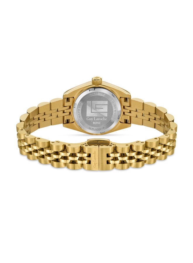 Guy Laroche Rose Green Mother of Pearl Dial Gold Metal Bracelet Analog Watch for Women 26mm - Image 3