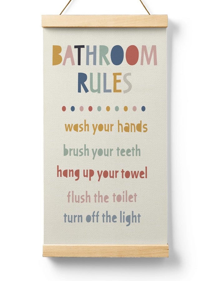 Ryeolo Kids Bathroom Wooden Poster Hanger Frame 12.5x17 Inch, Rules Wall Art Decor for Toddler Boy Girl, Colorful Decor - Image 1
