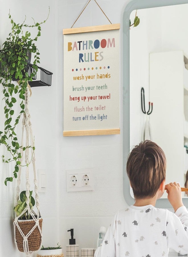 Ryeolo Kids Bathroom Wooden Poster Hanger Frame 12.5x17 Inch, Rules Wall Art Decor for Toddler Boy Girl, Colorful Decor - Image 3