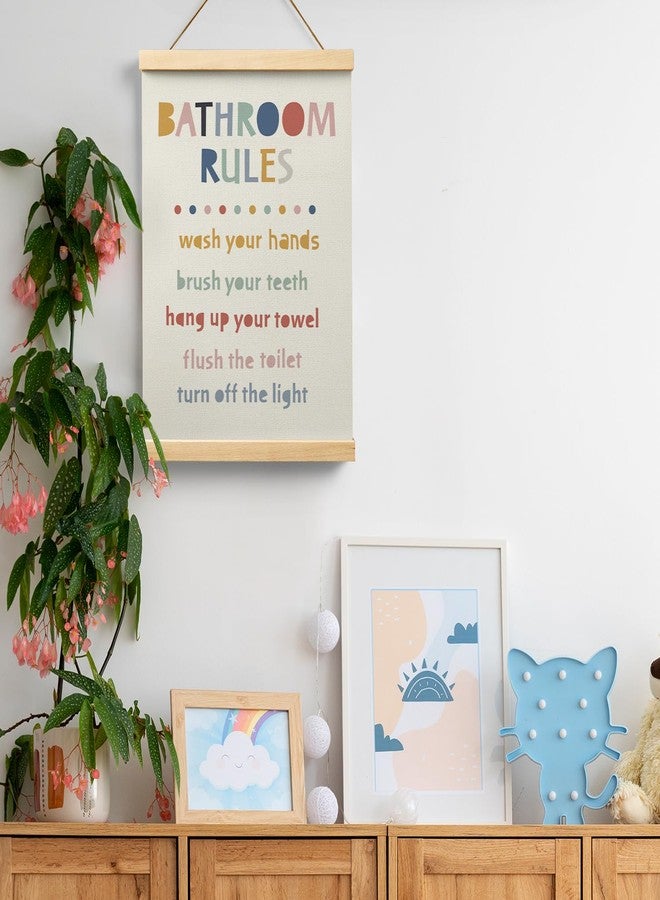 Ryeolo Kids Bathroom Wooden Poster Hanger Frame 12.5x17 Inch, Rules Wall Art Decor for Toddler Boy Girl, Colorful Decor - Image 2