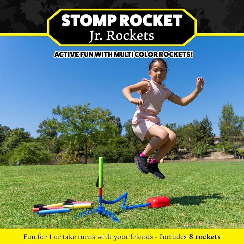 Stomp Rocket Jr Multi-Color Rocket Launcher for Kids, 8 Rockets - Fun Outdoor Kids Gifts for Boys & Girls - STEM Toy Foam Blaster Set Soars Up to 100 Feet - Ages 3 & Up - Image 2