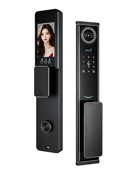 Smart Door Lock Smart Lock ,Palm Print Unlock, Two way audio, Fingerprint Door Lock ,WiFi Door Lock With 6068 Mortise, Tuya App Control,Color black, Model Lanbo2