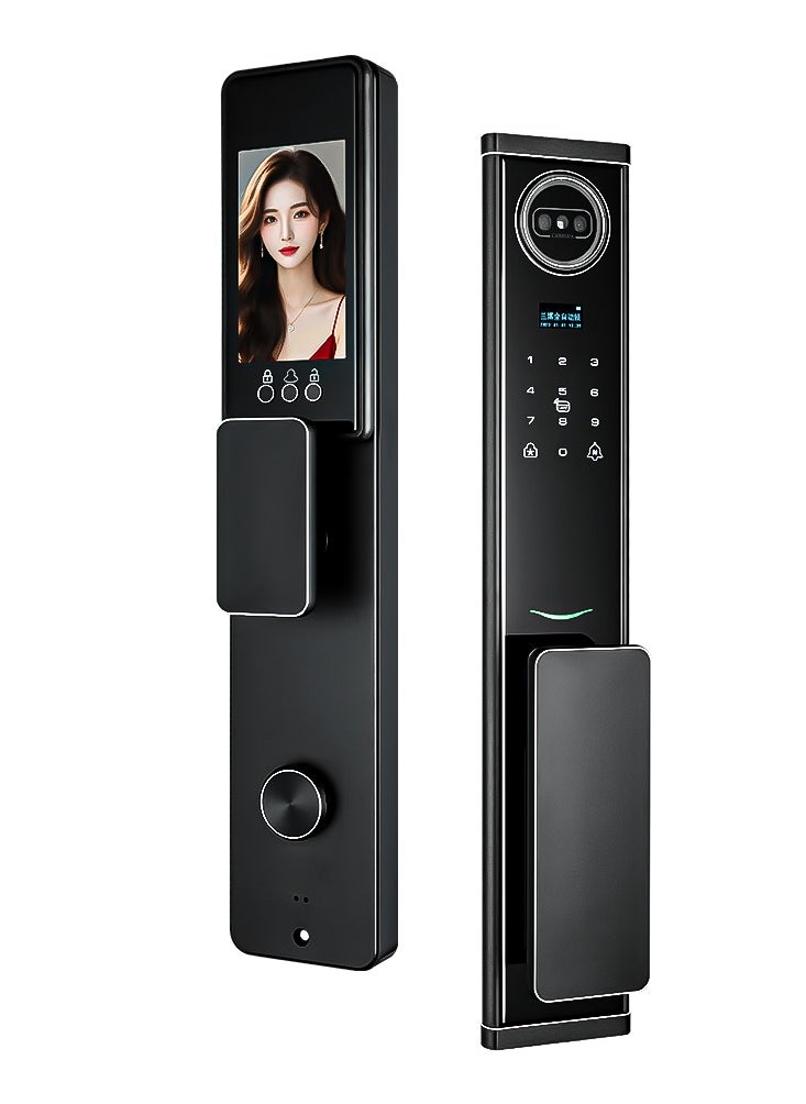 ALINK Smart Door Lock Smart Lock ,Palm Print Unlock, Two way audio, Fingerprint Door Lock ,WiFi Door Lock With 6068 Mortise, Tuya App Control,Color black, Model Lanbo2  - Image 1