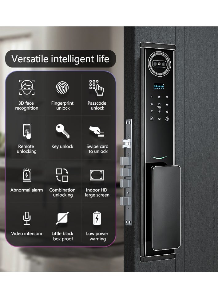 ALINK Smart Door Lock Smart Lock ,Palm Print Unlock, Two way audio, Fingerprint Door Lock ,WiFi Door Lock With 6068 Mortise, Tuya App Control,Color black, Model Lanbo2  - Image 2