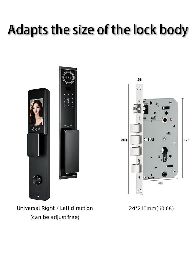 ALINK - Smart Door Lock Smart Lock ,Palm Print Unlock, Two way audio, Fingerprint Door Lock ,WiFi Door Lock With 6068 Mortise, Tuya App Control,Color black, Model Lanbo2 - Image 1