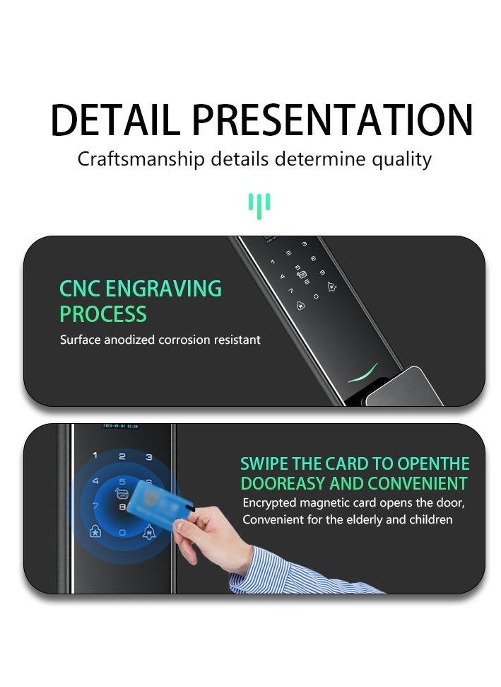 ALINK - Smart Door Lock Smart Lock ,Palm Print Unlock, Two way audio, Fingerprint Door Lock ,WiFi Door Lock With 6068 Mortise, Tuya App Control,Color black, Model Lanbo2 - Image 1