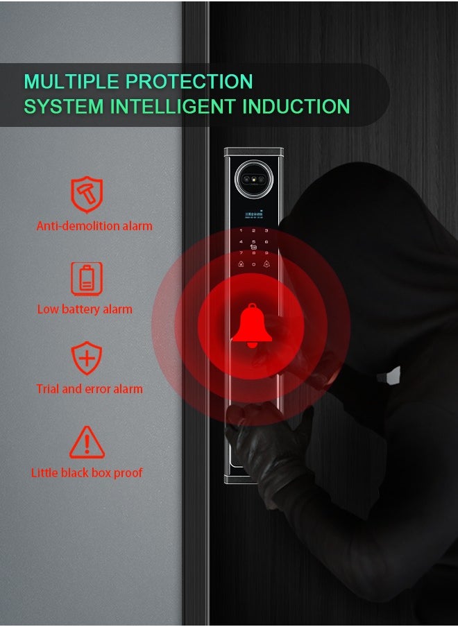 ALINK - Smart Door Lock Smart Lock ,Palm Print Unlock, Two way audio, Fingerprint Door Lock ,WiFi Door Lock With 6068 Mortise, Tuya App Control,Color black, Model Lanbo2 - Image 1