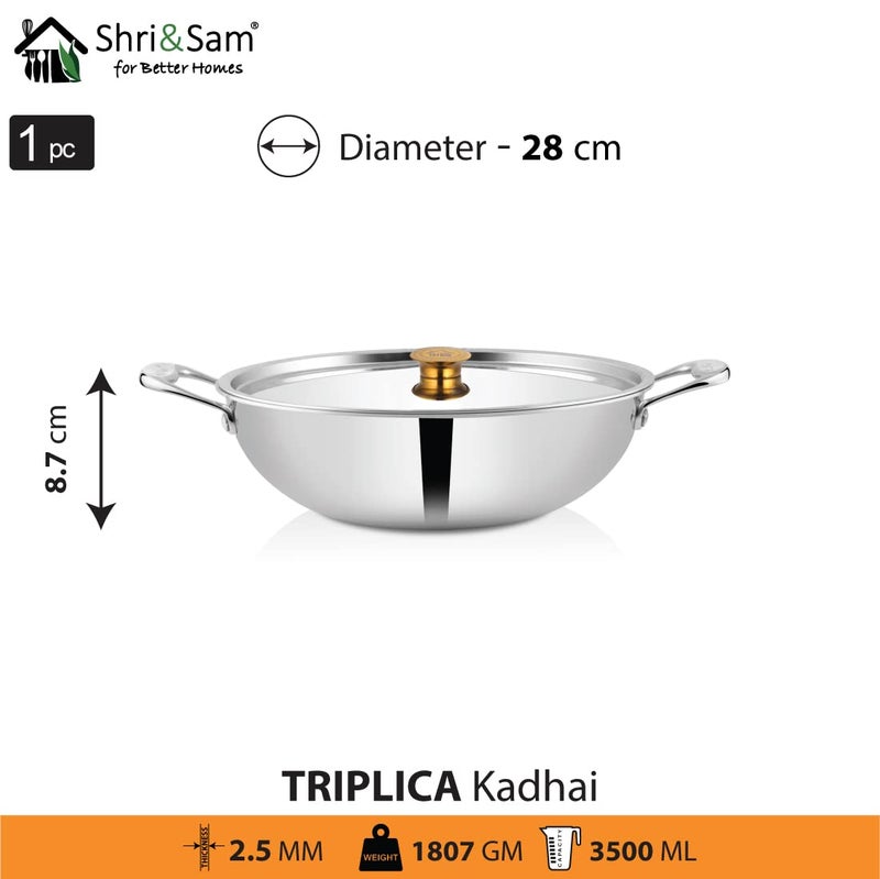 Shri & Sam قدر مع غطاء من الفولاذ المقاوم للصدأ - تريبيكا (28 سم) - Image 3