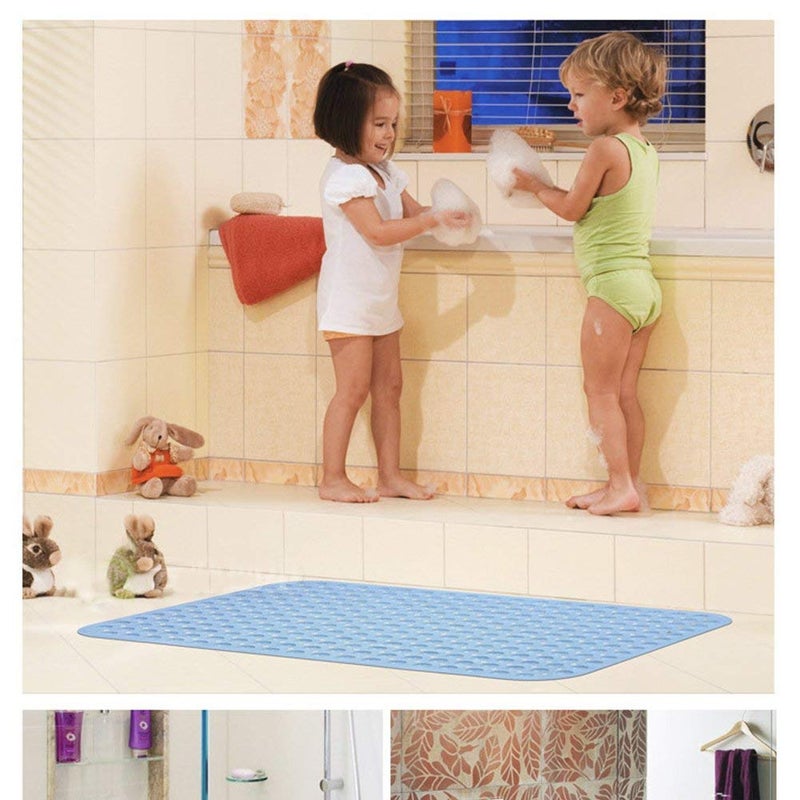 VDHJA Nonslip Soft Rubber Bath Mat for Bathtub and ShowerAnti Slip Bacterial Machine Washable PVC Silicon Extra Long Soft Suction Cup GripDrain Foot Massage Scrubber - Image 4