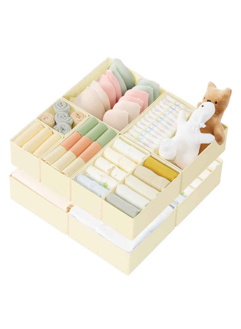 زيريفام منظم أدراج للملابس، عبوة من 10 صناديق لتنظيم الأدراج، منظمات خزانة قماشية قابلة للطي، مقسمات أدراج لغرفة الأطفال، غرفة النوم، ملابس الأطفال، الملابس الداخلية، الجوارب - Image 1