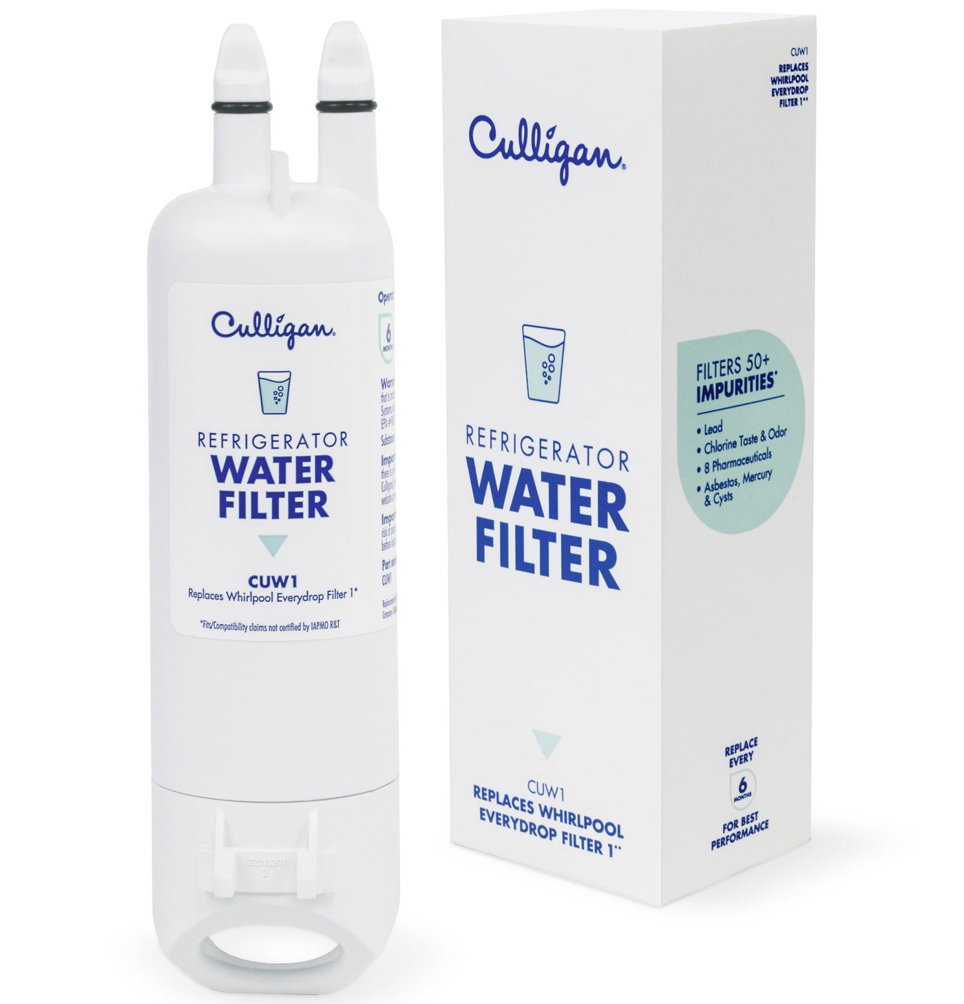 Culligan CUW1 Refrigerator Water Filter | Replacement for Whirlpool Water Filter 1 (EDR1RXD1) |Replace Every 6 Months | Pack of 1
