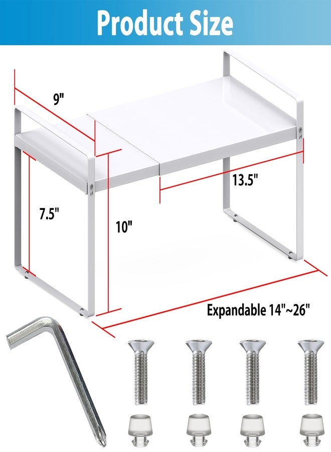 Yuleimy Expandable Cabinet Shelf Organizer Rack 9 inch, Pantry Organizer Lengthen from 14” to 26”, Large Kitchen Cabinet Storage Shelf Rack, Spice Rack Expandable Shelves, Storage Rack Organizer - Image 3