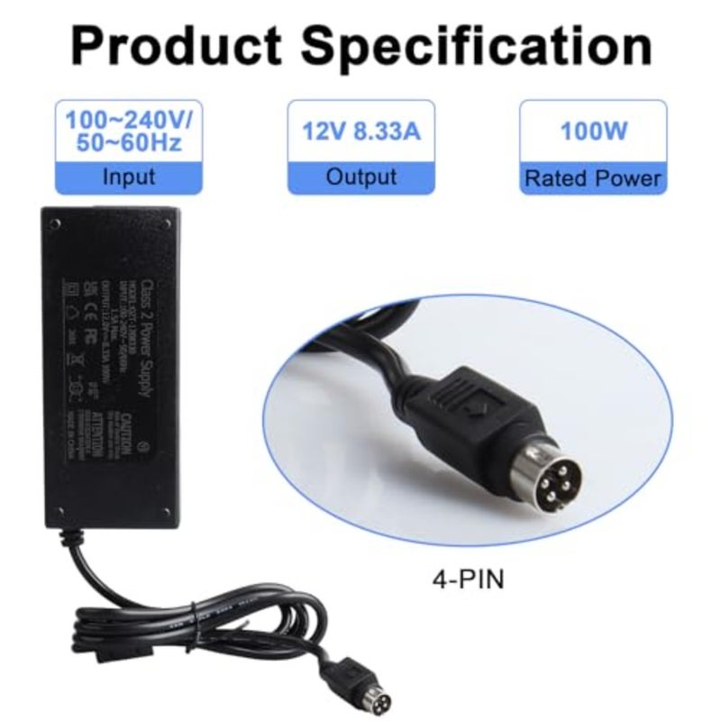 12V 100W Charger for Synology NAS Systems: Aluminum Housing, Black, Compact Overheat-Protected - Image 2