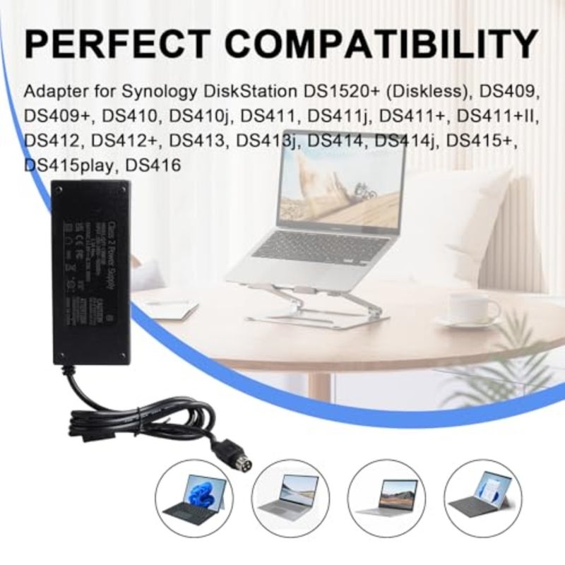 12V 100W Charger for Synology NAS Systems: Aluminum Housing, Black, Compact Overheat-Protected - Image 5