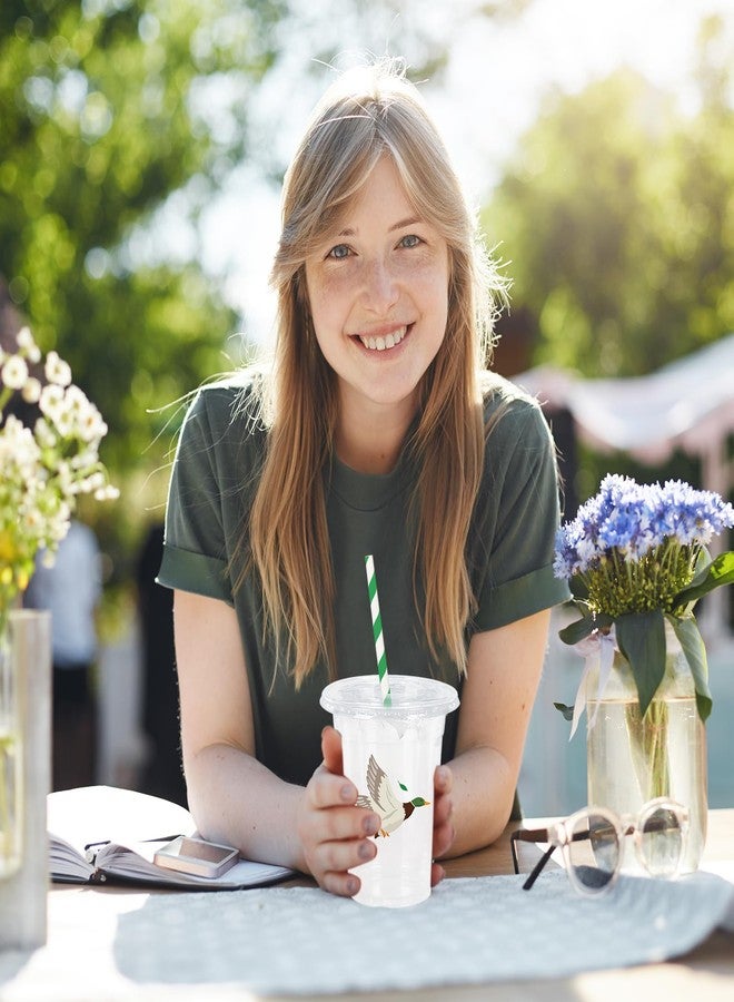 JarThenaAMCS 50Pcs Mallard Duck Plastic Cups with Lids Straws One Lucky Duck Clear Plastic Cups 12oz Disposable Cups for Duck Hunting Party Supplies - Image 4