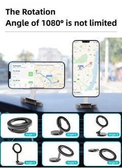 Lesha Magnetic Car Phone Holder, 1080° Rotation All-Metal Phone Holder for Car, Phone Holder for Dashboard, Fit for iPhone 15 14 13 12 Pro Max Plus Mini Series  - Image 4