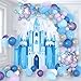 Justforjoyful طقم قوس زينة بالونات الثلج لقلعة الأميرة خلفية زرقاء بنفسجية بالونات ثلجية زينة شتوية لحفلات الأميرة لعيد ميلاد الفتيات حفلات استقبال المواليد حفلات الزفاف لوازم الحفلات - Image 2