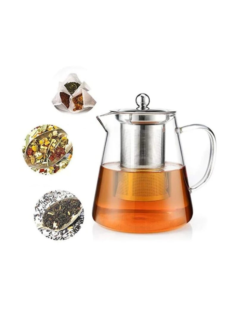 Handmade transparent glass teapot, 1.5L - Image 1